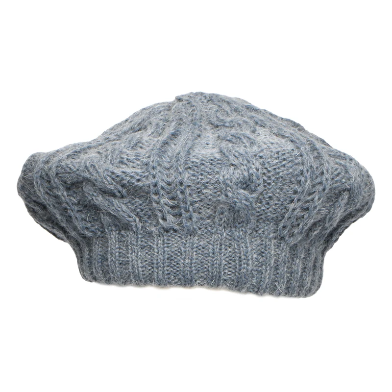 Whiteley Baskenmütze mit Zopfstrickmuster - Rauchblau