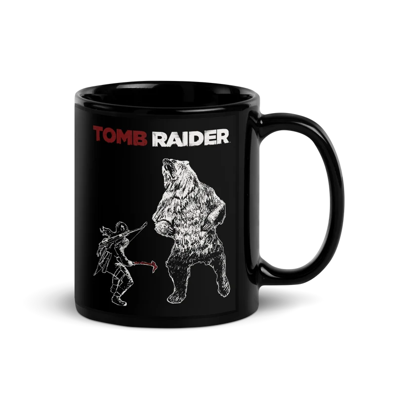 Tomb Raider Lara vs Bear Coffee Mug - Black