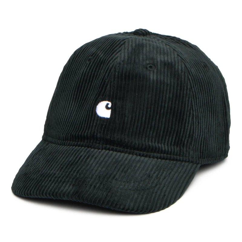 Carhartt WIP Harlem Kord Baseball Cap - Dunkles Waldgrün-Weiß
