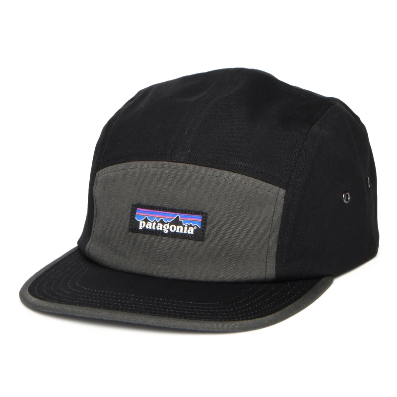 Patagonia P-6 Label Graphic Maclure 5 Paneelen Cap aus organischer Baumwolle - Schwarz-Grau