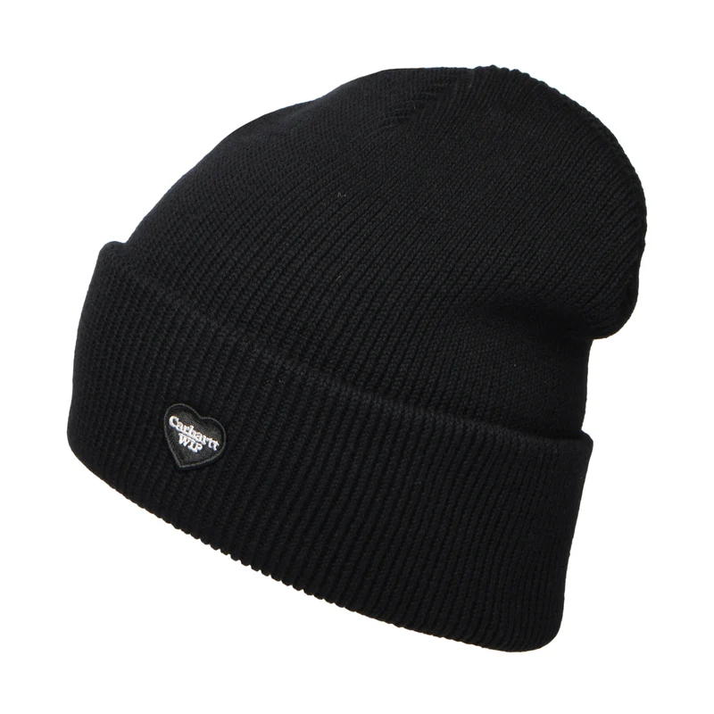 Carhartt WIP Small Heart Beanie Mütze aus organischer Baumwolle - Schwarz