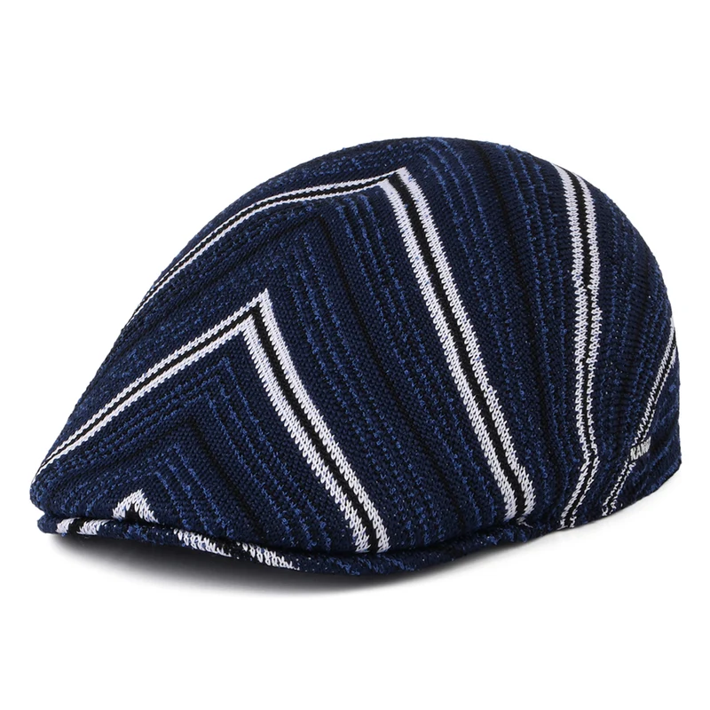 Kangol 507 Tropic Schiebermütze Diagonal Stripes - Marineblau