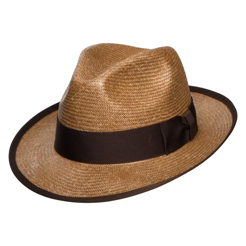 Denton Mayfair Fedora Hut aus Toyo Stroh - Hellbraun