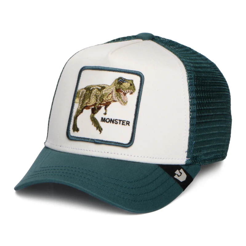 Goorin Kinder Monster T-Rex Mini Trucker Cap - Weiß-Meergrün