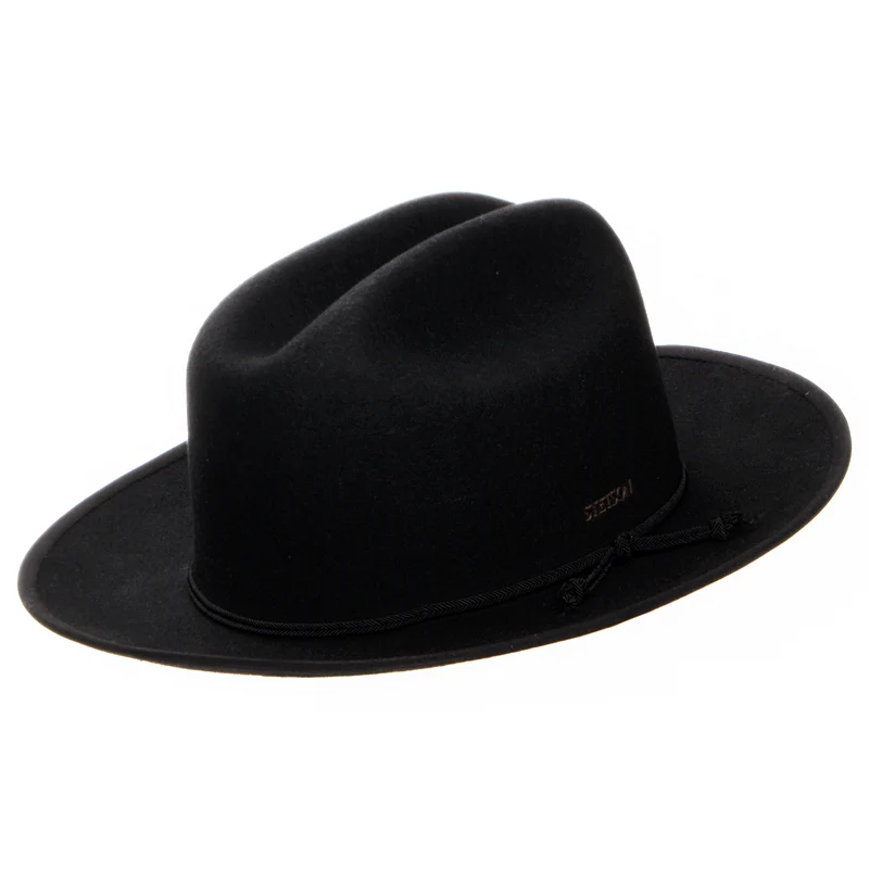 Stetson Plains Wasserabweisender Cowboy Hut aus Wollfilz - Schwarz
