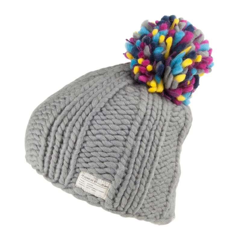 Kusan Multi Pom Bommelmütze - Grau