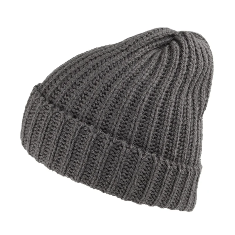 Highland 2000 Umschlagbare Beanie Mütze aus Merinowolle - Holzkohlengrau