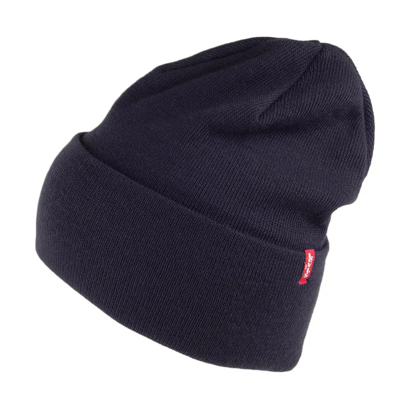 Levi's Neue Beanie Mütze Übergroße mit Rotem Etikett - Marineblau