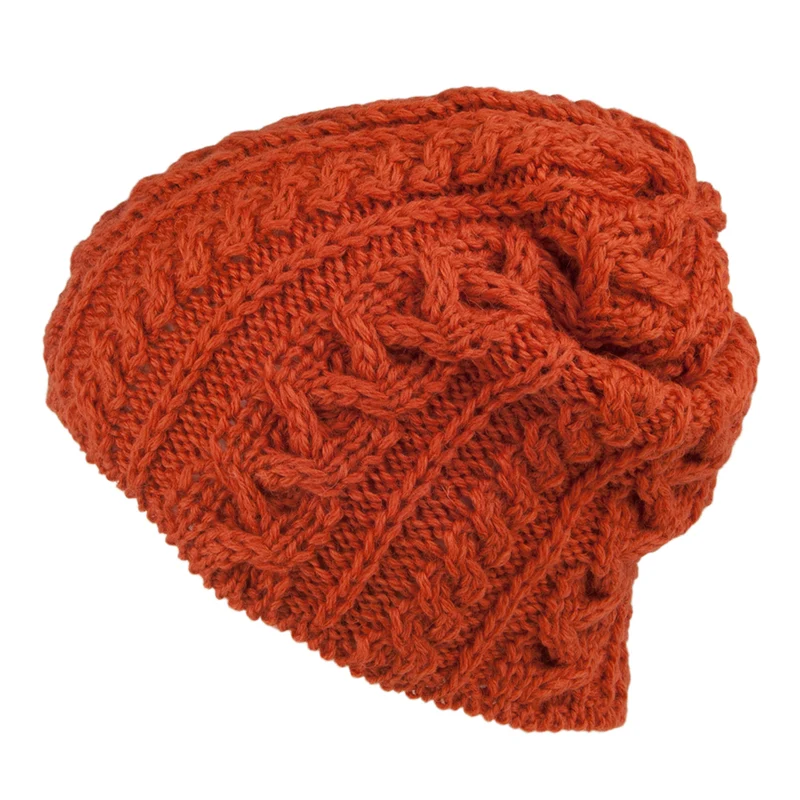 Highland 2000 Übergroße Beanie Mütze aus Englischer Wolle - Verbranntes Orange