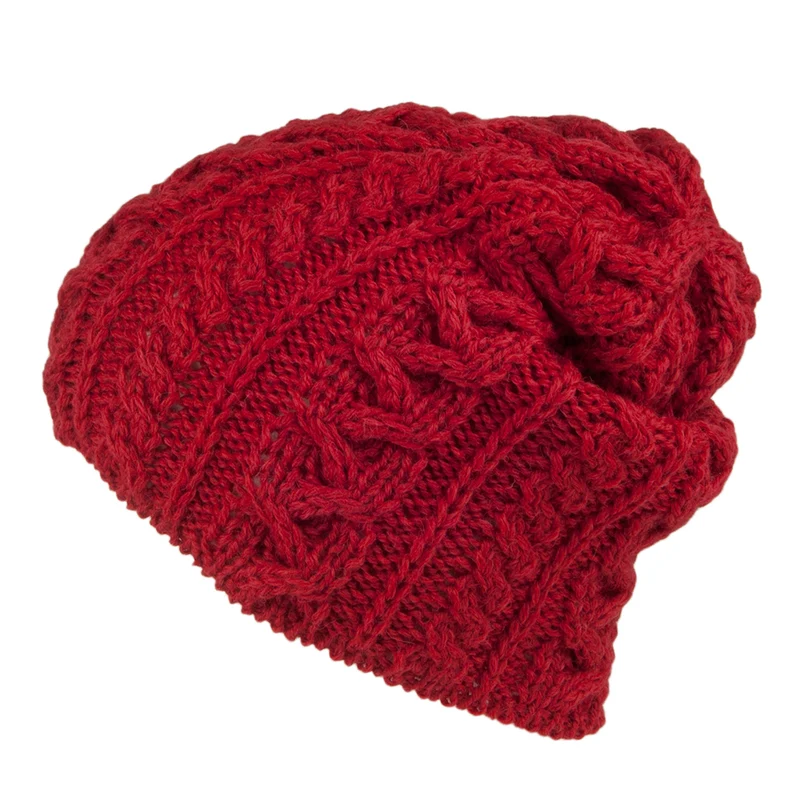 Highland 2000 Übergroße Beanie Mütze aus Englischer Wolle - Rot