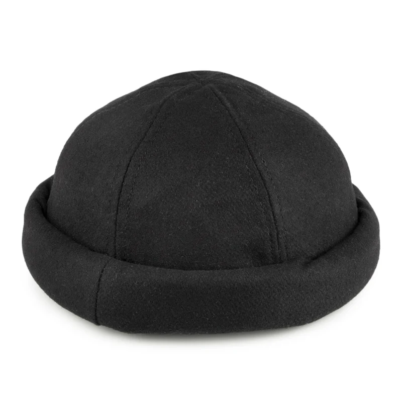 Dorfman Pacific Beanie Mütze aus Meltonwolle - Schwarz