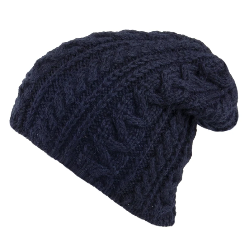 Highland 2000 Übergroße Beanie Mütze aus Englischer Wolle - Marineblau