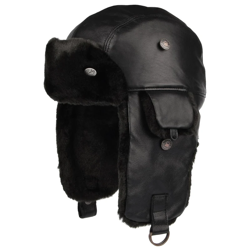 Bailey Vega Fliegermütze aus Leder - Schwarz