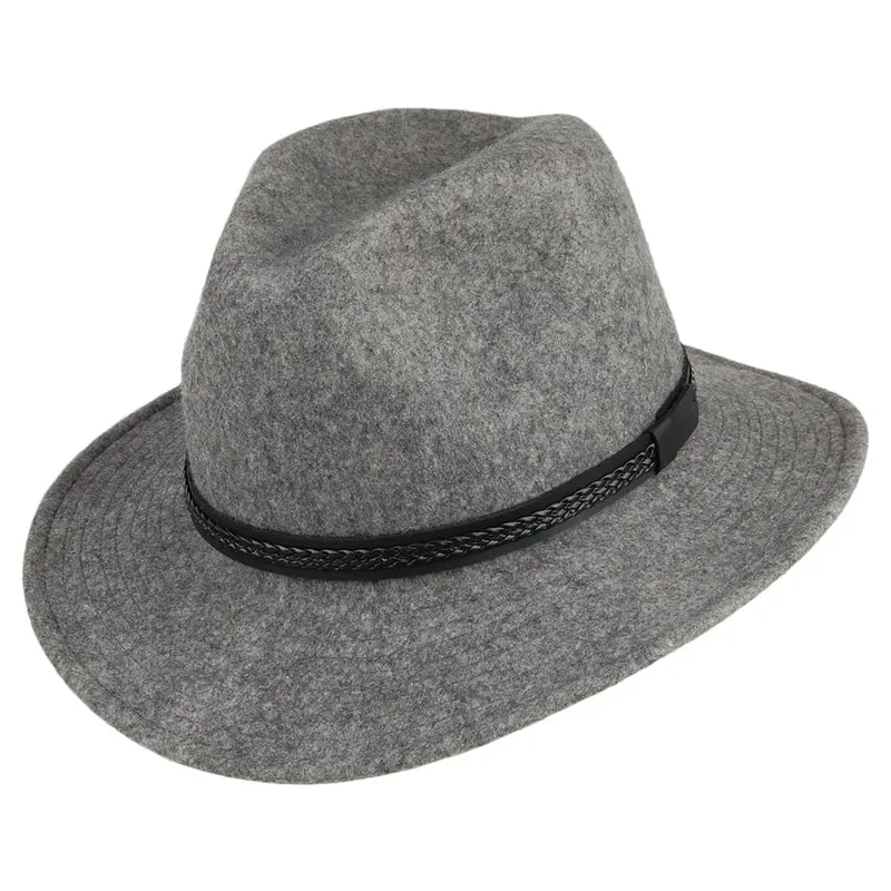 Tilley TWF1 Montana Wasserabweisender Fedora Hut aus Wollfilz - Grau-Mix