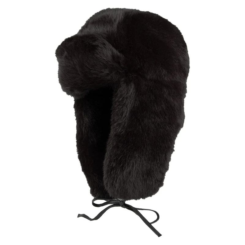 Kangol Fliegermütze aus Kunstfell - Schwarz