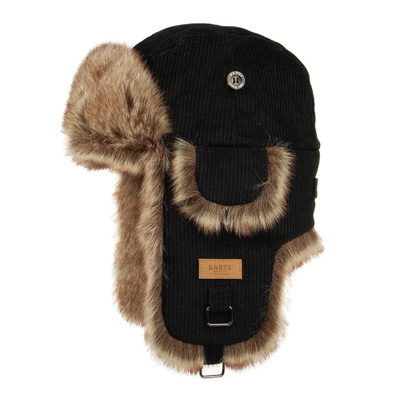Barts Rib Bomber Kord Fliegermütze - Schwarz