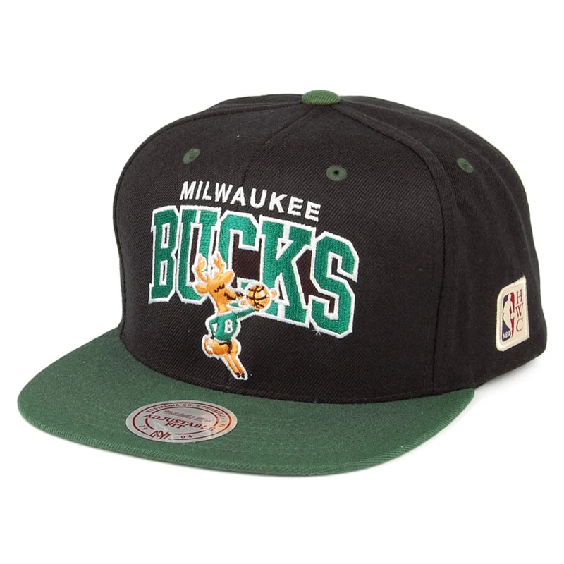 Mitchell & Ness Milwaukee Bucks Snapback Cap NBA Arch 2 Tone - Schwarz-Grün