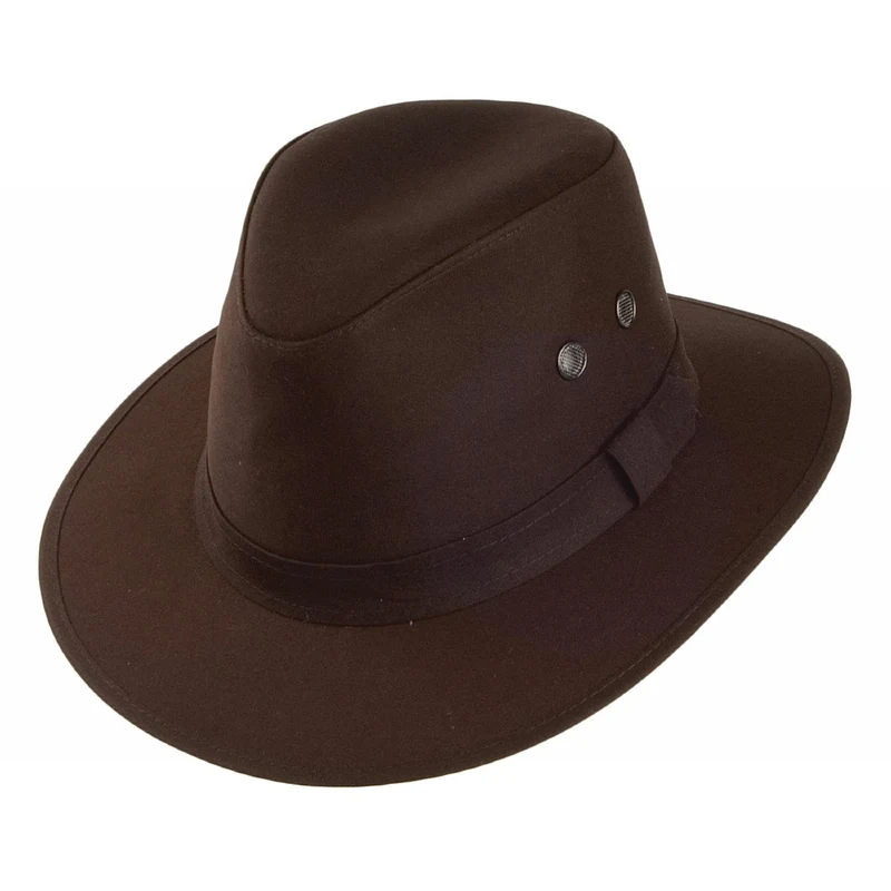 Failsworth Waxed Drifter Wasserabweisender Fedora Hut aus British Waxed Cotton - Braun