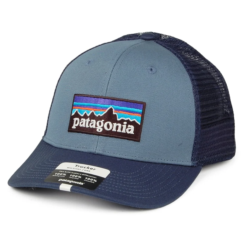 Patagonia P-6 Logo Trucker Cap aus organischer Baumwolle - Blaugrau-Blau