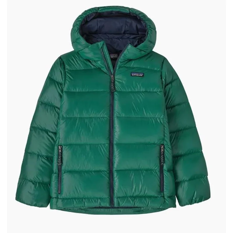 Patagonia K Hi-Loft Down Sweater Hoody conifer green Kinder Daunenjacke