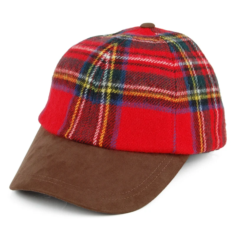 Failsworth Baseball Cap mit Schottenmuster aus Lammwolle - Rot-Multi