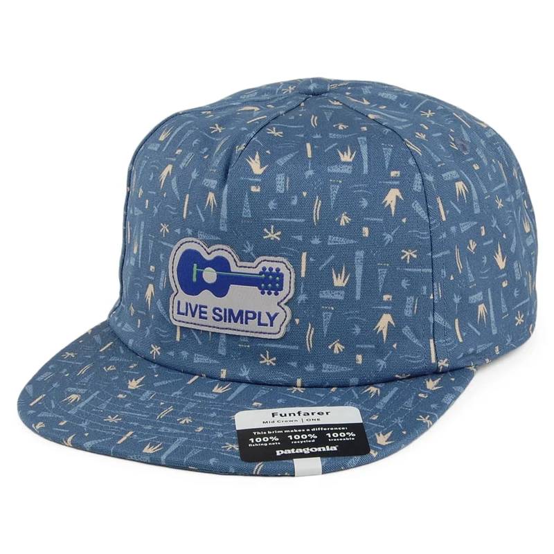 Patagonia Live Simply Guitar Funfarer Baseball Cap aus organischer Baumwolle - Blau-Multi