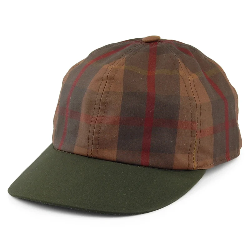 City Sport British Millerain Baseball Cap aus gewachster Baumwolle - Braun-Olivgrün