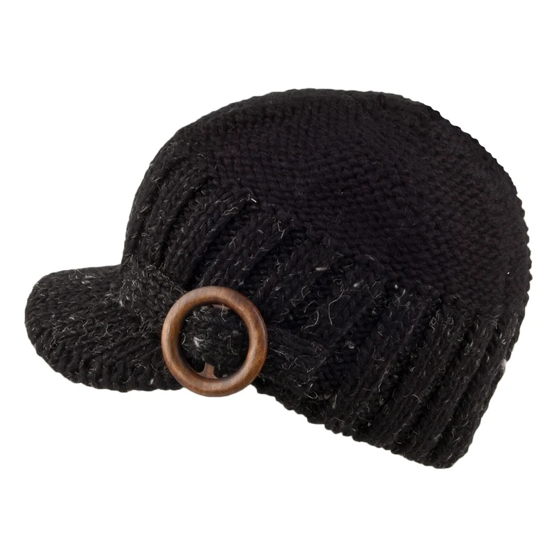 Scala Gestrickte Armee-Kappe Mit hölzerner Schnalle - Schwarz