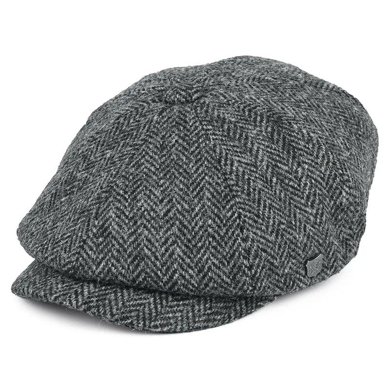 Failsworth Carloway HARRIS TWEED Ballonmütze mit Fischgrätmuster - Anthrazit