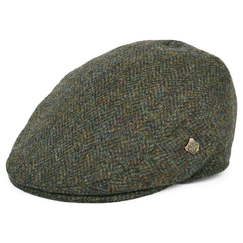 Failsworth Stornoway Schiebermütze aus HARRIS TWEED - Olivgrün-Mix