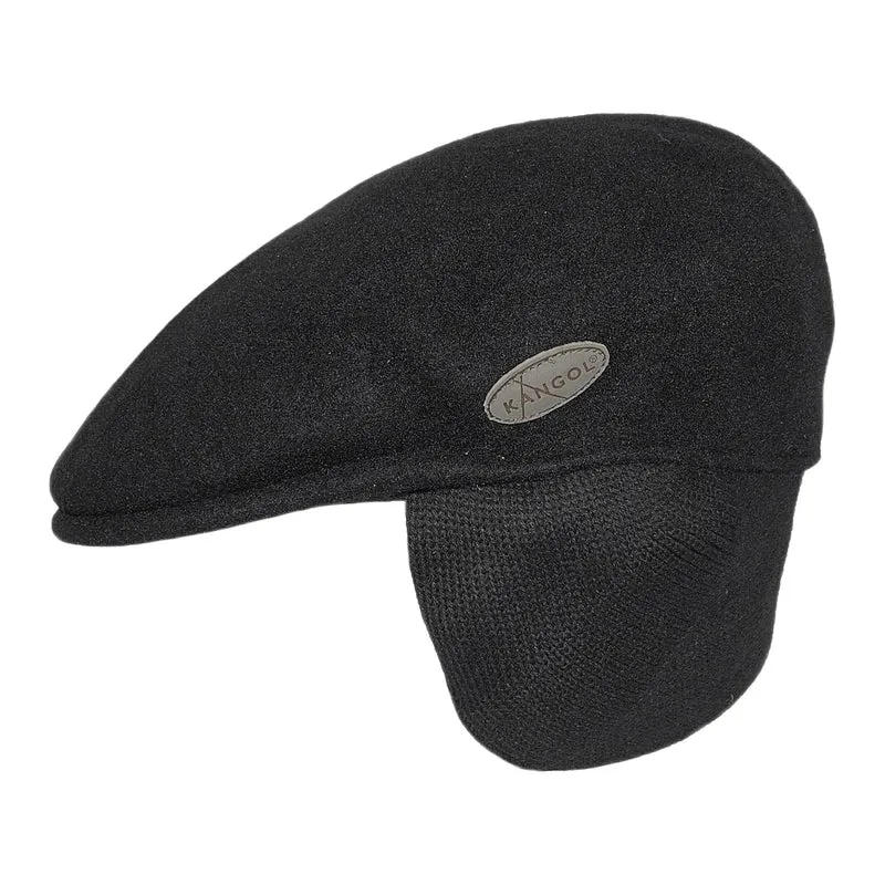 Kangol 504 Schiebermütze aus Wolle mit Ohrenklappen - Schwarz