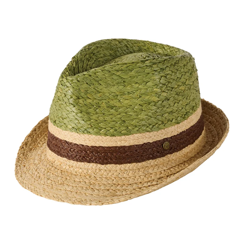 Failsworth Algarve Trilby Hut aus Raffia Stroh - Salbeigrün-Natur