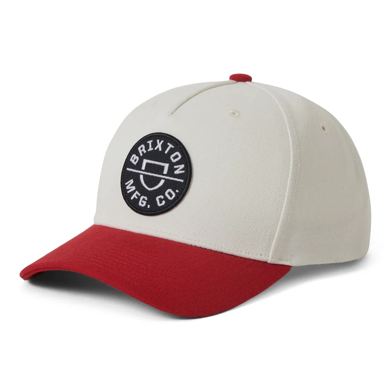 Brixton Crest C NetPlus MP Snapback Cap - Cremeweiß-Rot