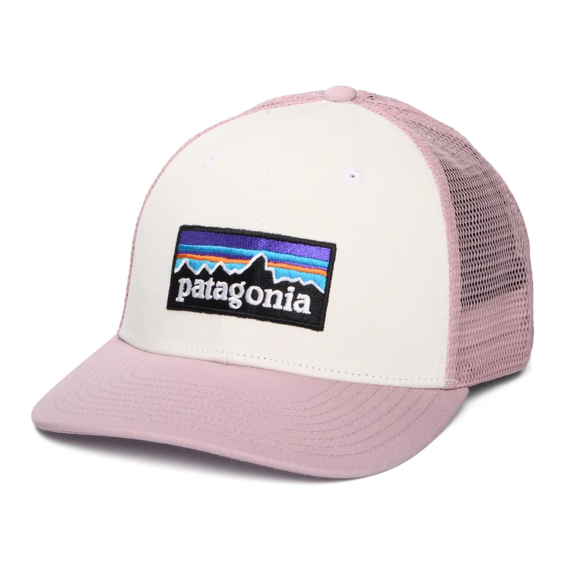 Patagonia P-6 Logo Trucker Cap aus organischer Baumwolle - Weiß-Violett