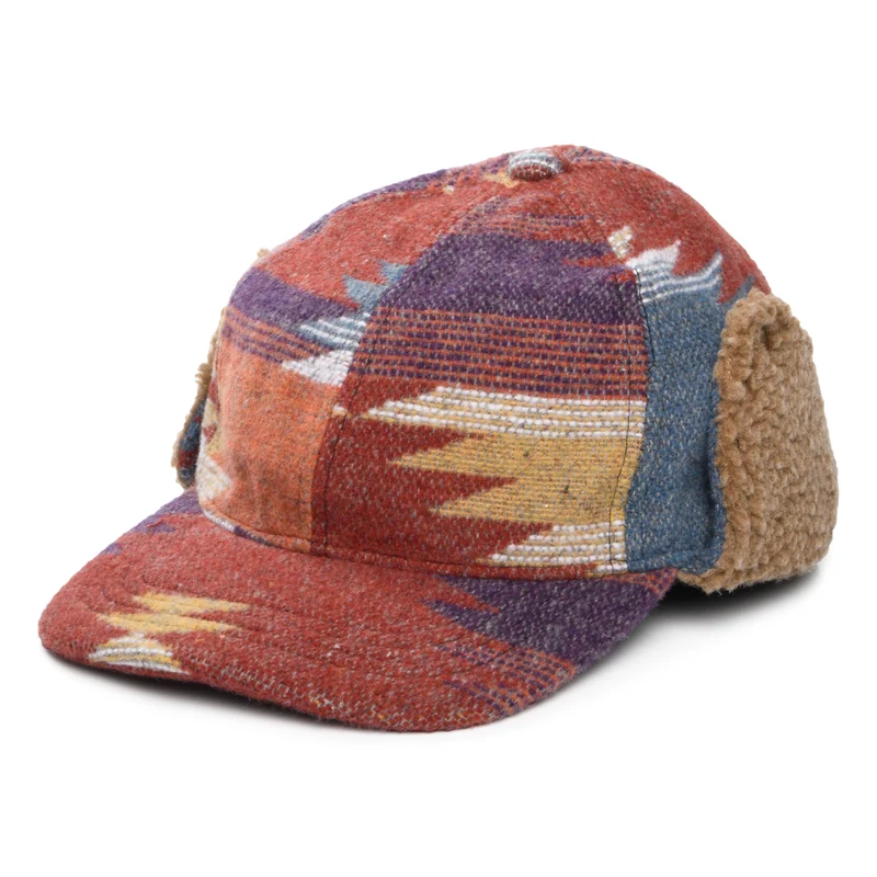 Scala Sapos Baseball Cap Aztec Druck mit Ohrenklappen - Rostfarben-Multi