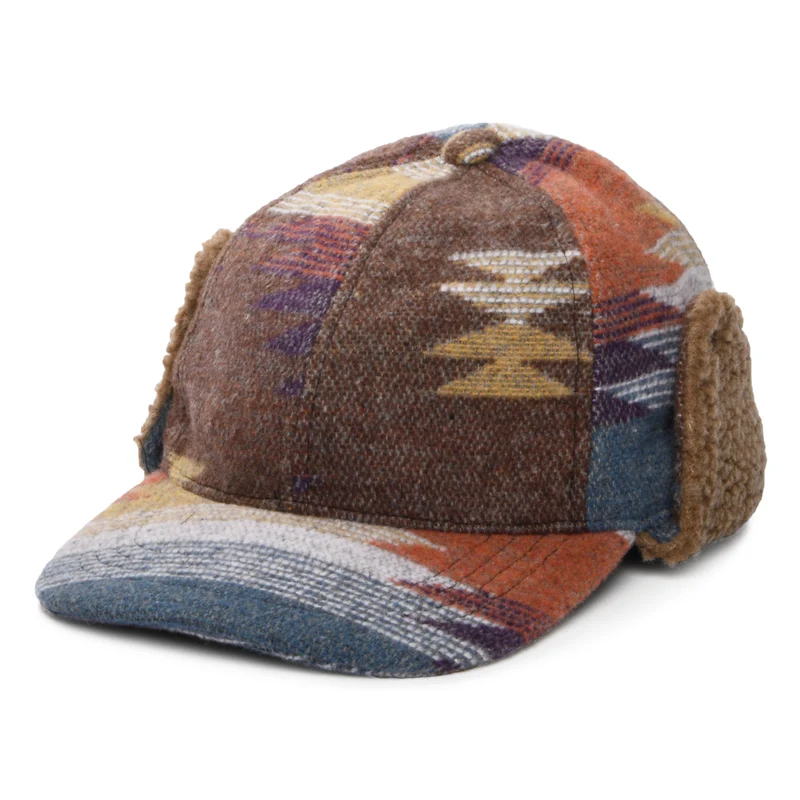 Scala Sapos Baseball Cap Aztec Druck mit Ohrenklappen - Braun-Multi