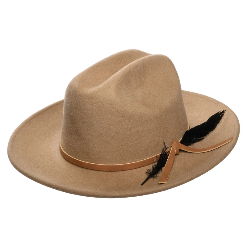 Scala Adan Cowboy Hut aus Wollfilz mit Feder - Kitt