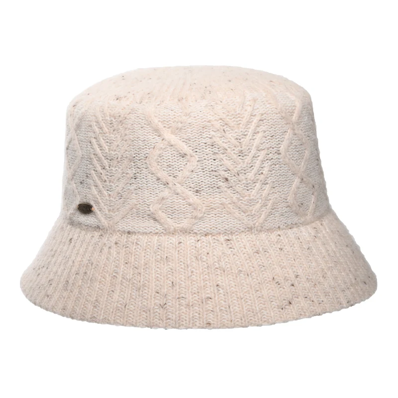 Scala Fischerhut mit Zopfstrickmuster aus Wollmischung - Hellbeige