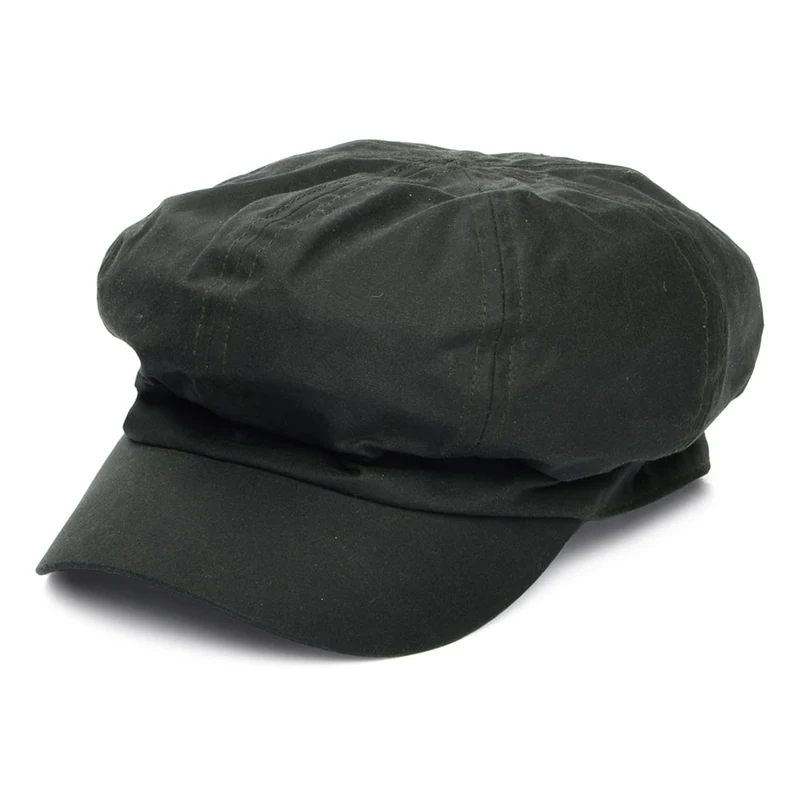 Failsworth Bakerboy Ballonmütze aus British Waxed Cotton - Olivgrün