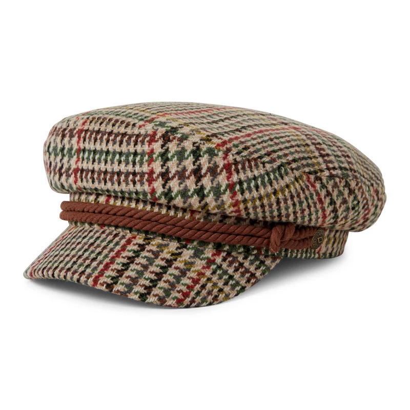 Brixton Schiffermütze Houndstooth - Sand-Rot-Moosgrün