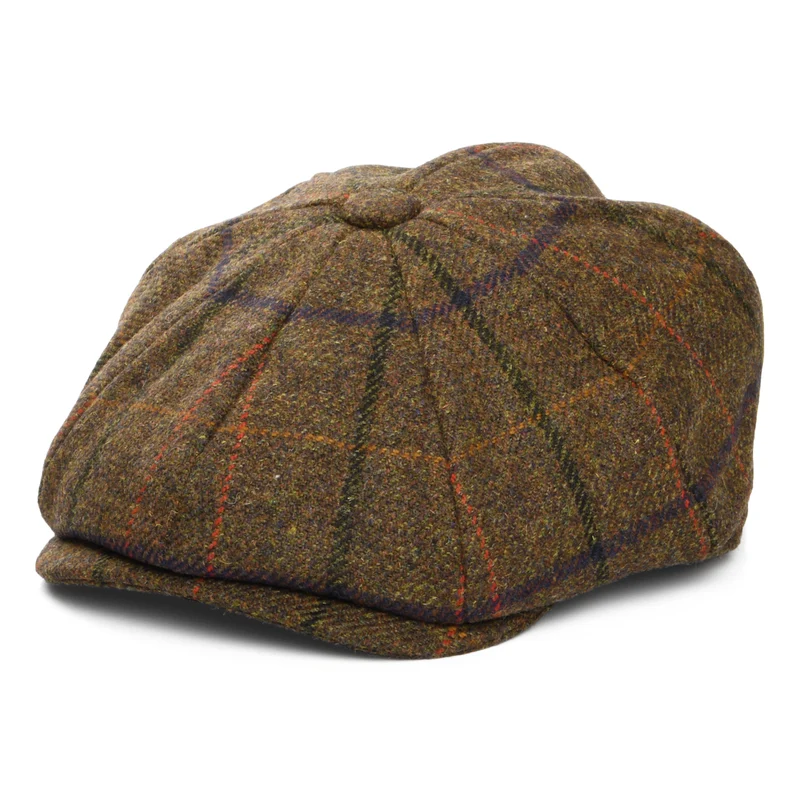 Christys Country Tweed Tweed Ballonmütze mit Fensterscheibenmuster - Braun