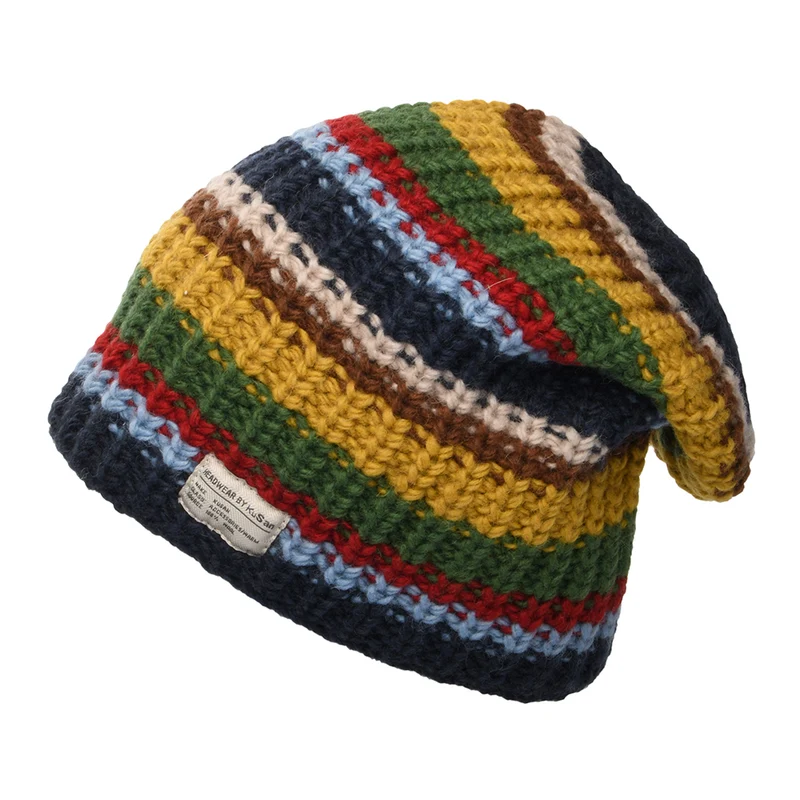 Kusan Cardi Beanie Mütze Floppy - Blau-Gelb