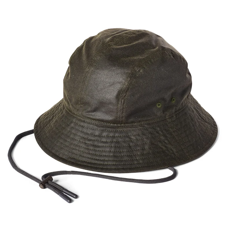 Failsworth Glasto Fischerhut aus British Waxed Cotton - Olivgrün
