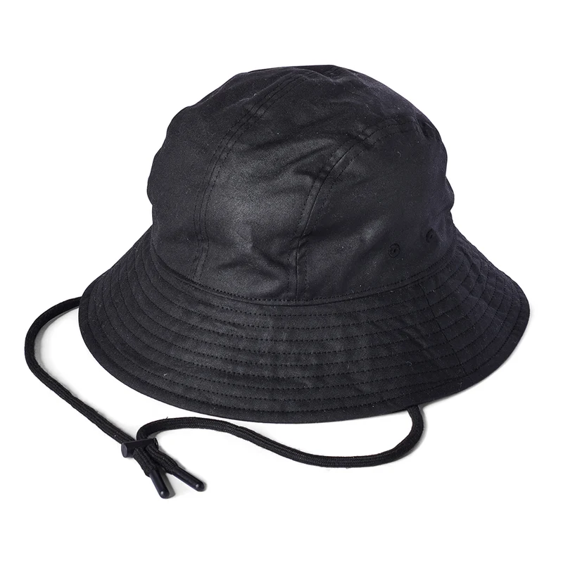 Failsworth Glasto Fischerhut aus British Waxed Cotton - Schwarz