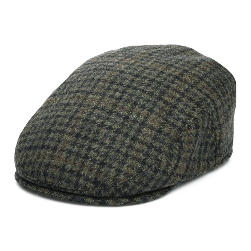 Failsworth County Schiebermütze Houndstooth aus Wollmischung - Moosgrün-Marineblau