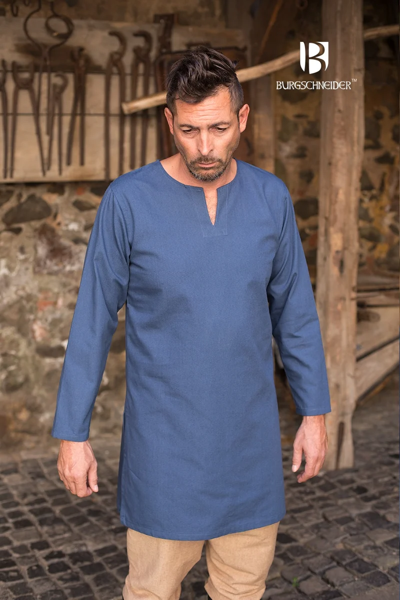 Mittelalter Tunika / Untertunika „Leif“ - Waidblau