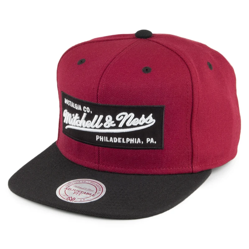 Mitchell & Ness Box Logo Snapback Cap - Burgunderrot-Schwarz