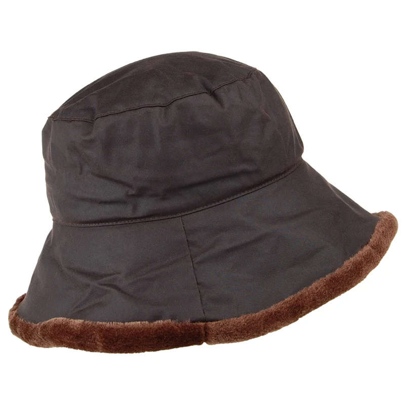 Failsworth Fischerhut Wax Cotton mit Kunstfell-Borte - Braun