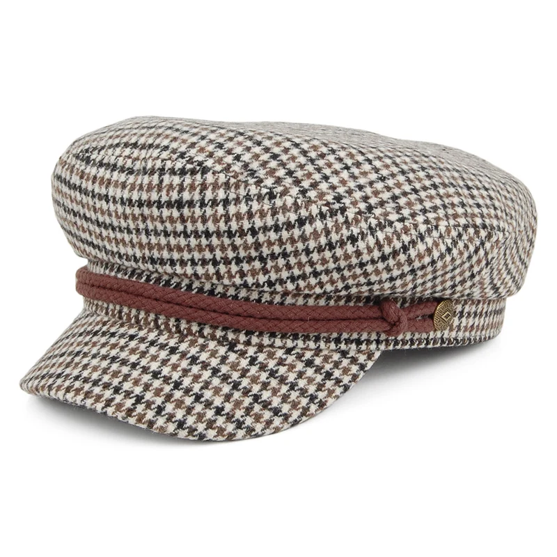 Brixton Schiffermütze Houndstooth - Braun-Creme