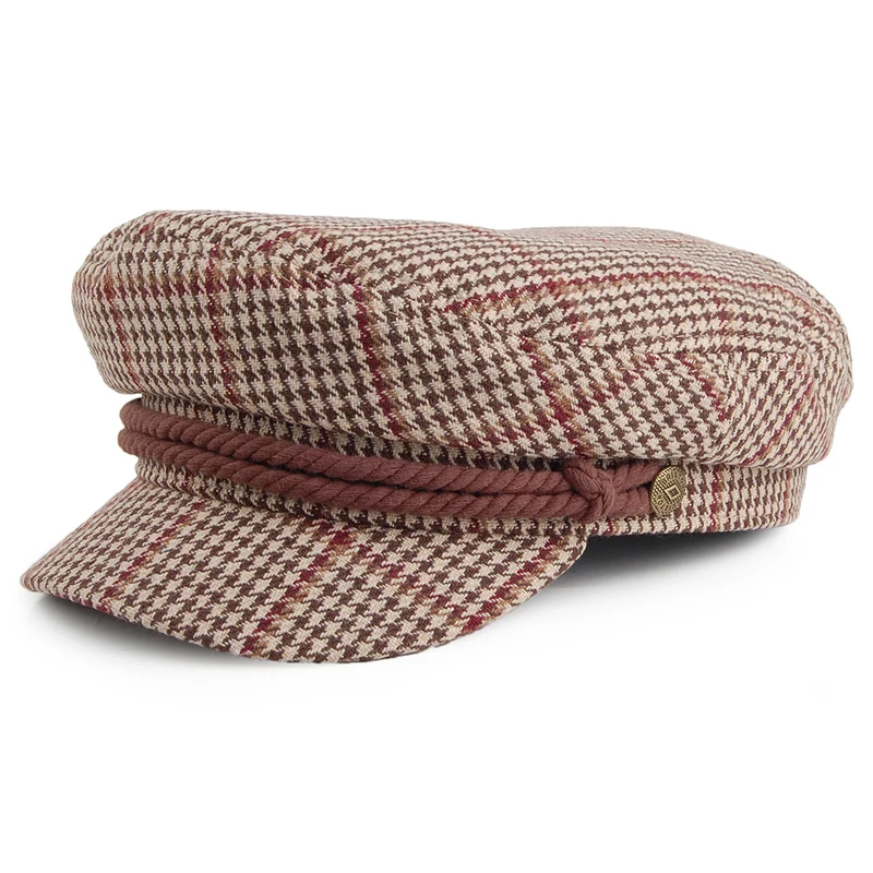 Brixton Schiffermütze Houndstooth - Khaki-Braun
